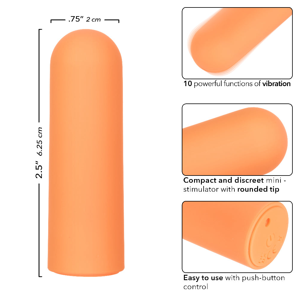 Turbo Buzz Rounded Mini Bullet - Orange-Vibrators-CalExotics-Andy's Adult World