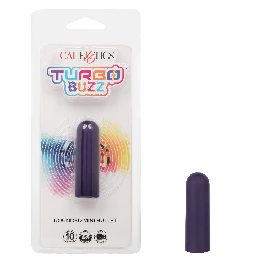 Turbo Buzz Rounded Mini Bullet - Purple-Vibrators-CalExotics-Andy's Adult World