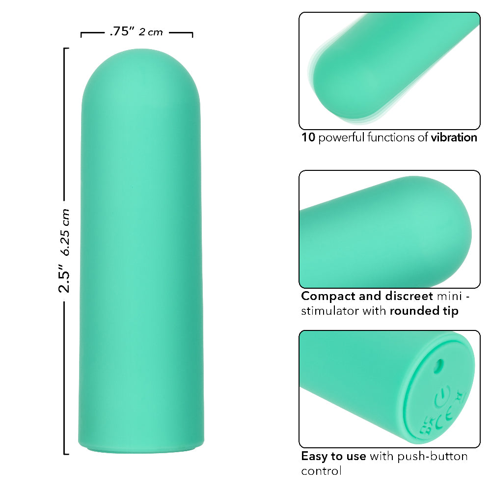 Turbo Buzz Rounded Mini Bullet - Green-Vibrators-CalExotics-Andy's Adult World