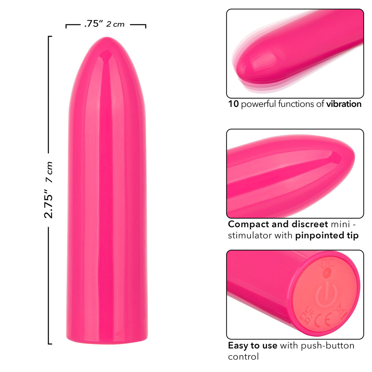 Turbo Buzz Classic Mini Bullet - Pink-Vibrators-CalExotics-Andy's Adult World