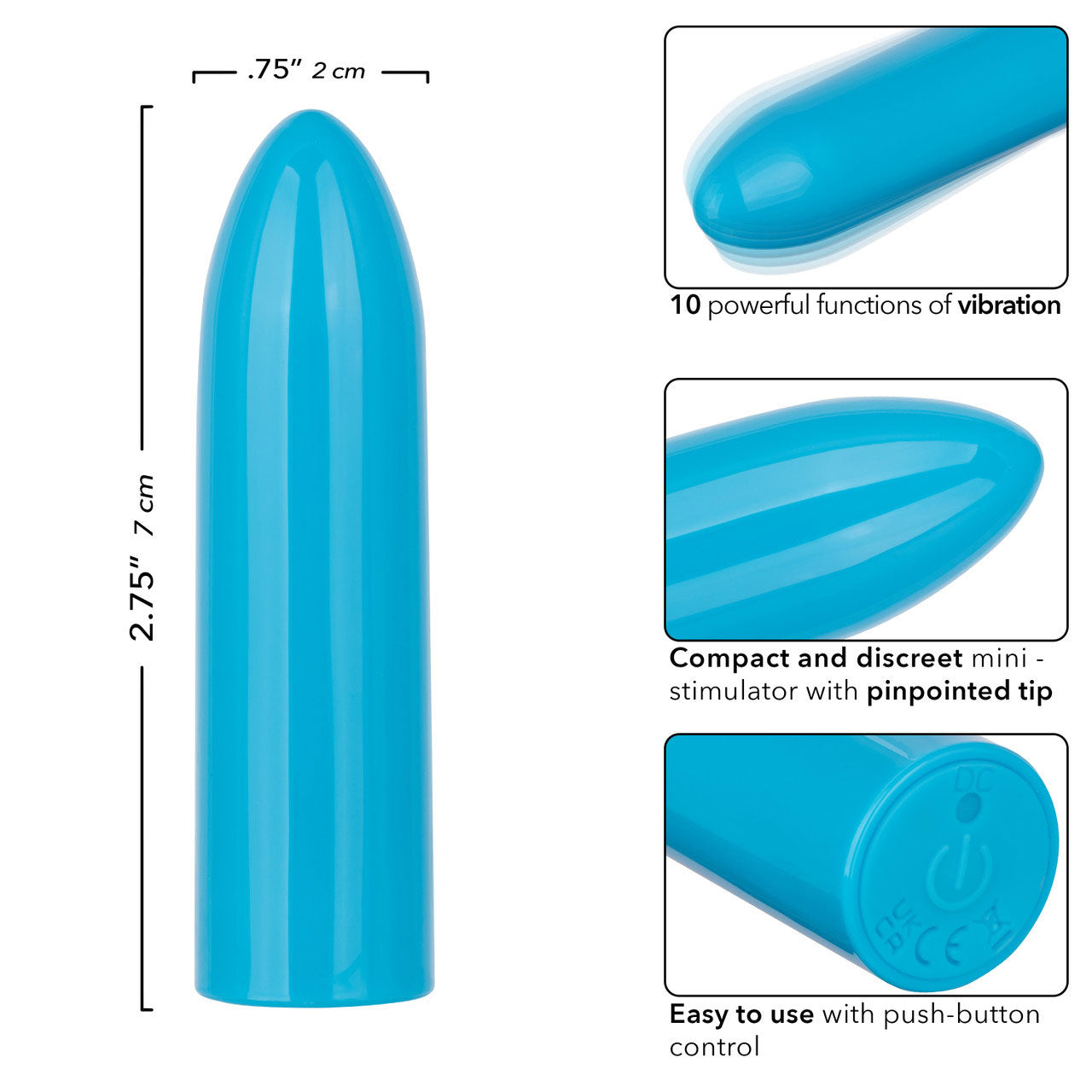 Turbo Buzz Classic Mini Bullet - Blue-Vibrators-CalExotics-Andy's Adult World