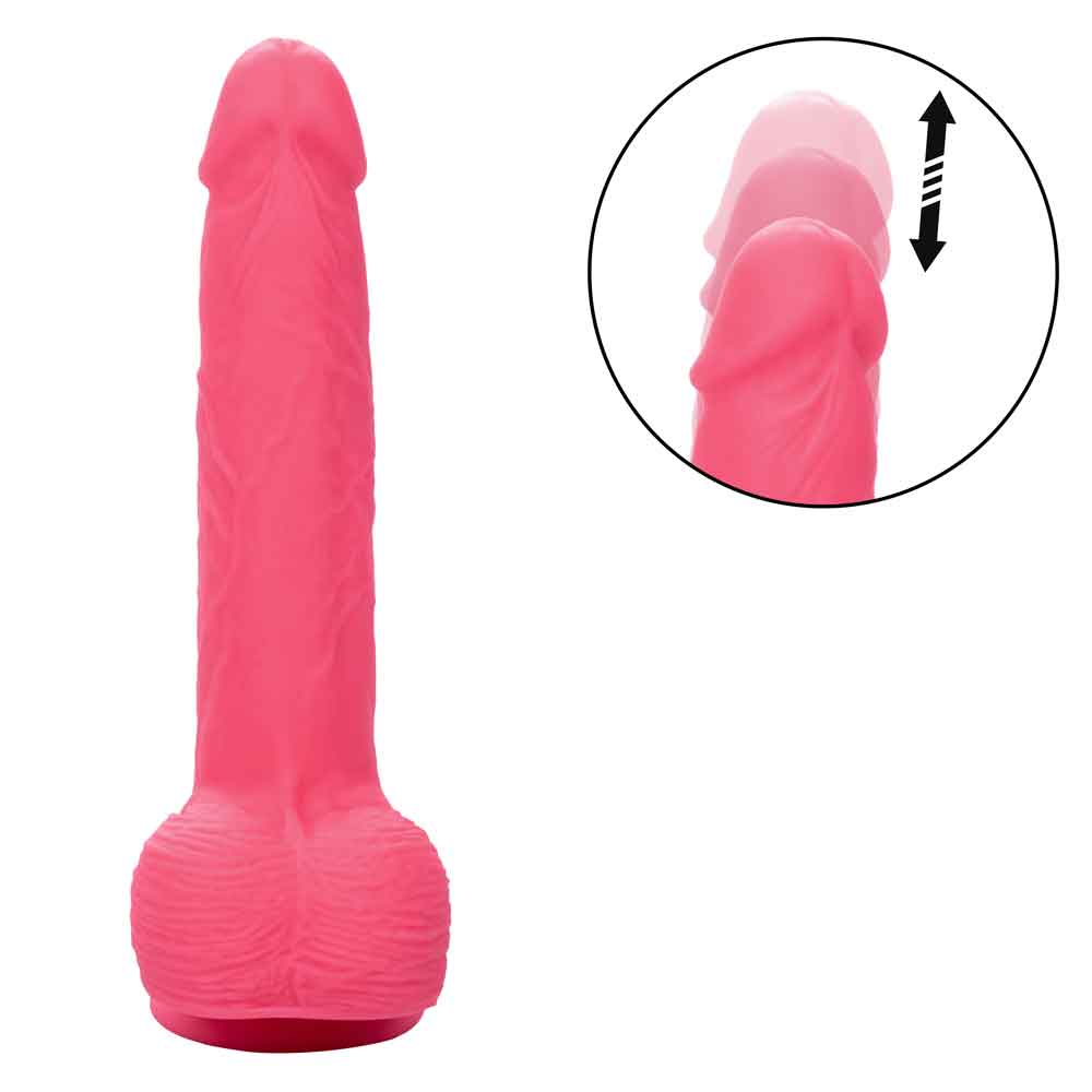 Rechargeable Rumbling and Thrusting Silicone Studs - Pink-Dildos & Dongs-CalExotics-Andy's Adult World