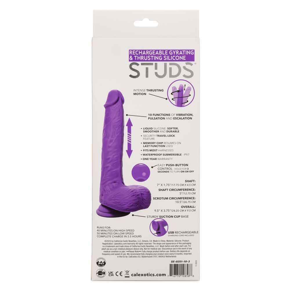 Rechargeable Gyrating and Thrusting Silicone Studs - Purple-Dildos & Dongs-CalExotics-Andy's Adult World