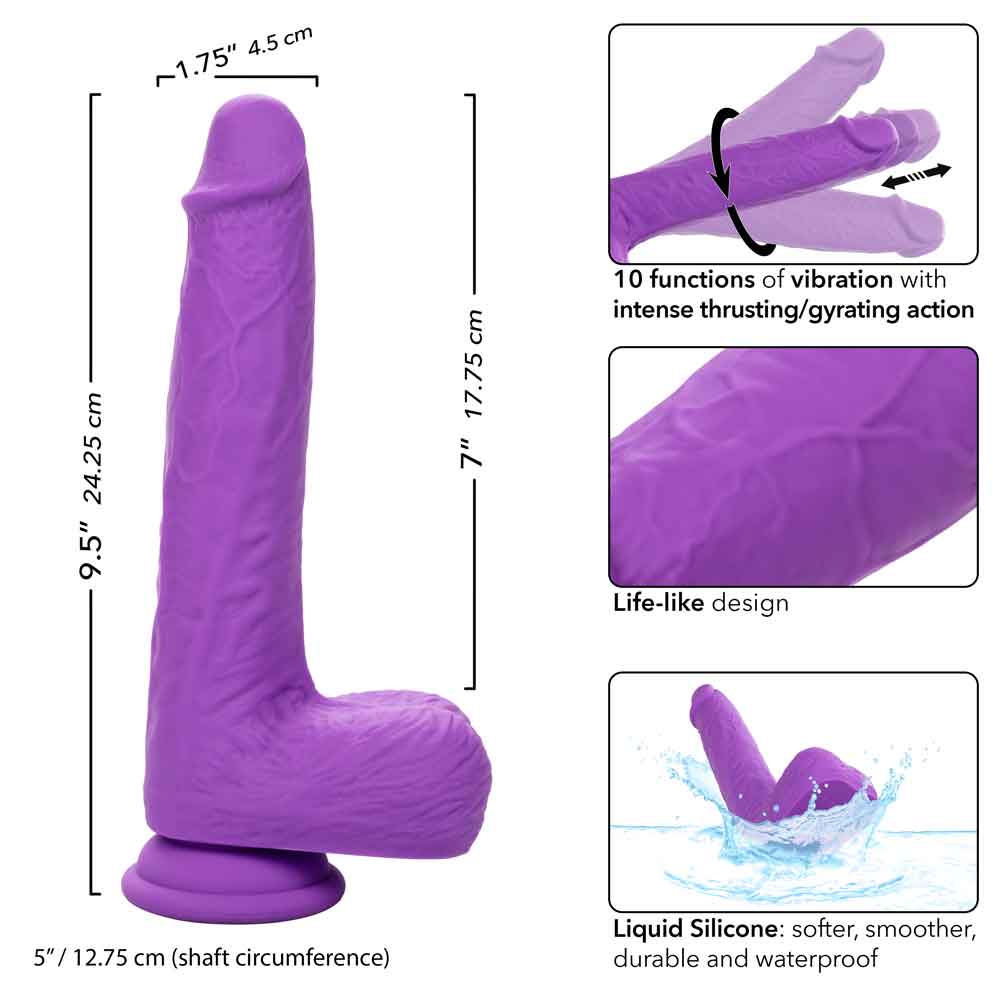 Rechargeable Gyrating and Thrusting Silicone Studs - Purple-Dildos & Dongs-CalExotics-Andy's Adult World