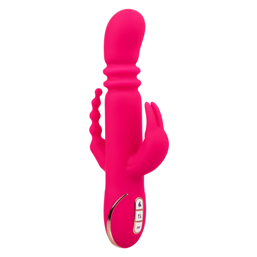 Jack Rabbit Signature Heated Silicone Triple Fantasy Rabbit - Pink-Vibrators-CalExotics-Andy's Adult World