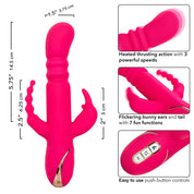 Jack Rabbit Signature Heated Silicone Triple Fantasy Rabbit - Pink-Vibrators-CalExotics-Andy's Adult World