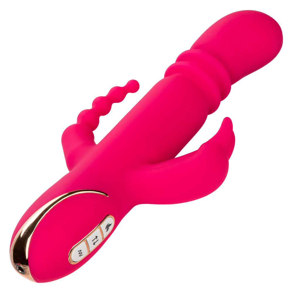 Jack Rabbit Signature Heated Silicone Triple Fantasy Rabbit - Pink-Vibrators-CalExotics-Andy's Adult World