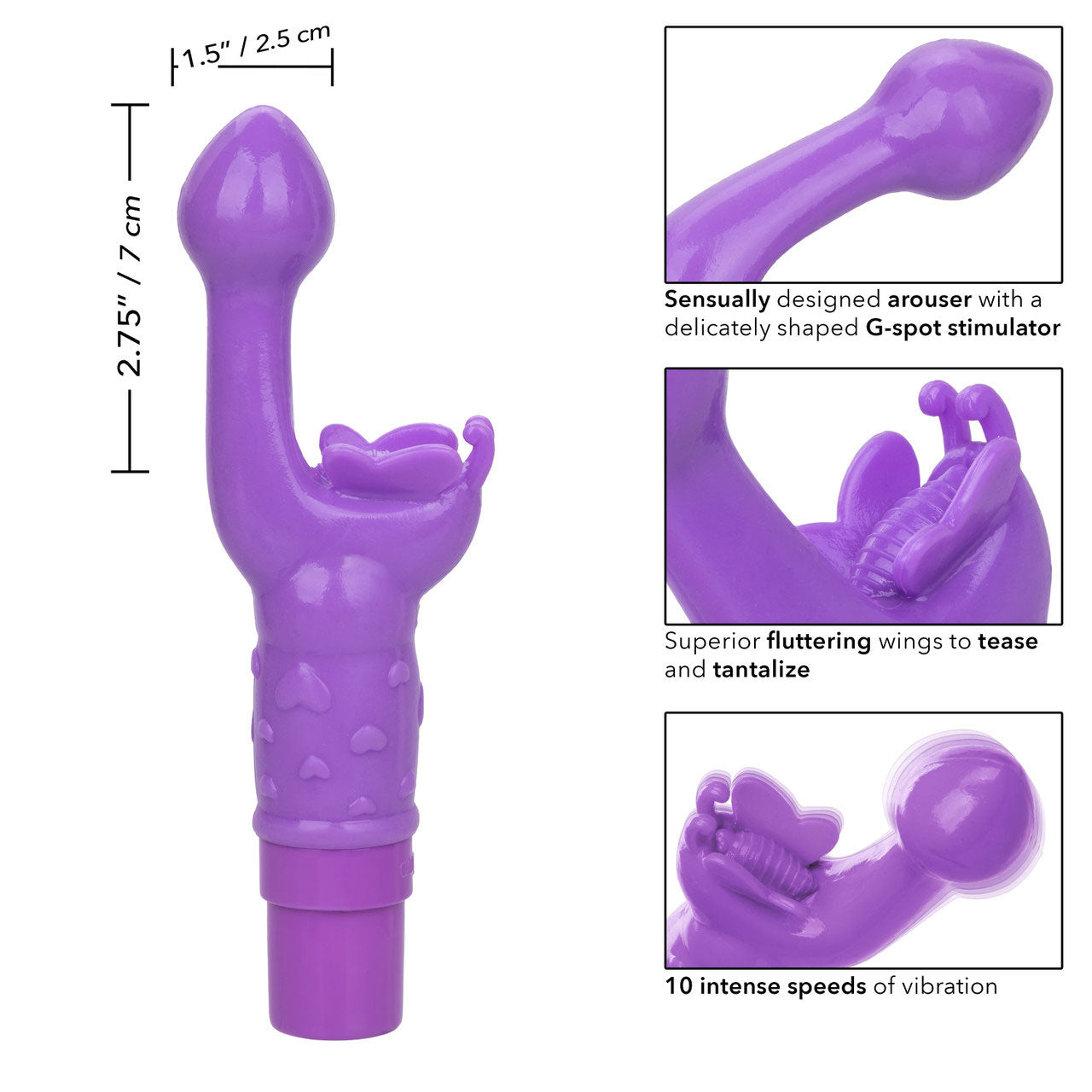 Rechargeable Butterfly Kiss - Purple-Vibrators-CalExotics-Andy's Adult World