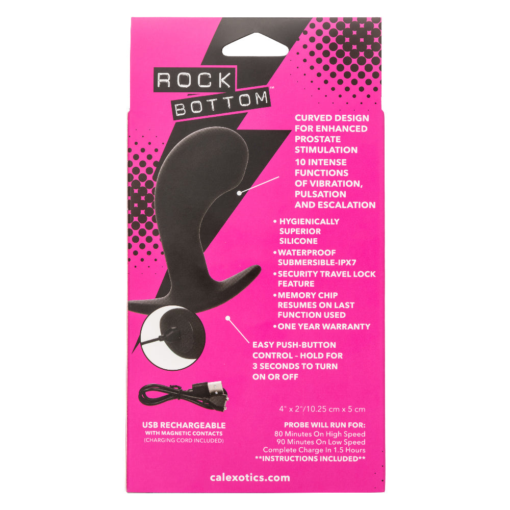 Rock Bottom Curved Probe - Black-Anal Toys & Stimulators-CalExotics-Andy's Adult World