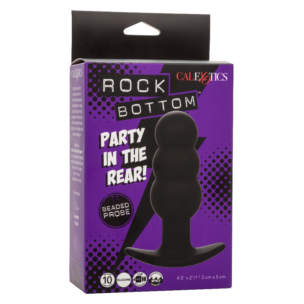 Rock Bottom Beaded Probe - Black-Anal Toys & Stimulators-CalExotics-Andy's Adult World