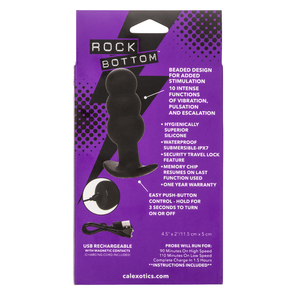 Rock Bottom Beaded Probe - Black-Anal Toys & Stimulators-CalExotics-Andy's Adult World