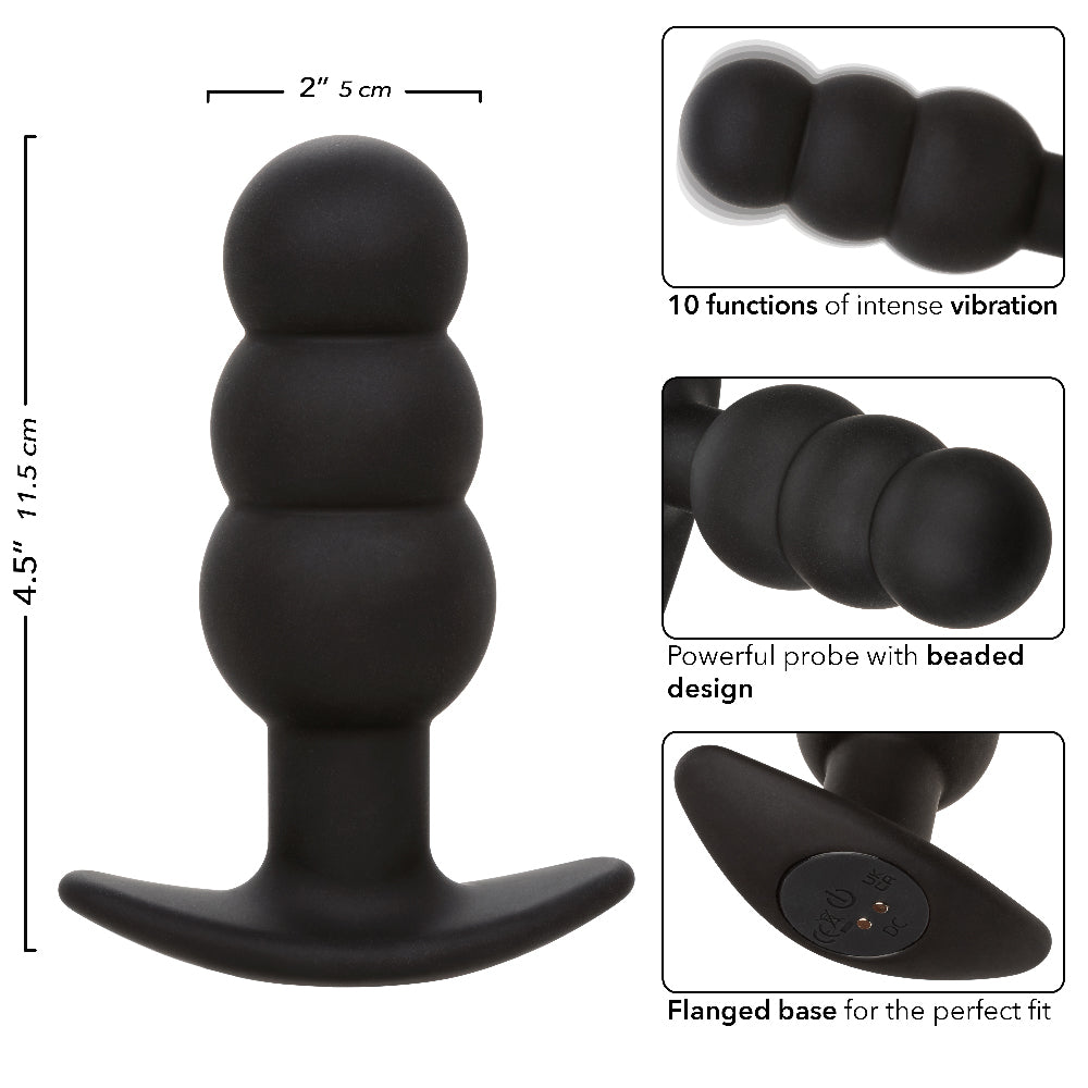 Rock Bottom Beaded Probe - Black-Anal Toys & Stimulators-CalExotics-Andy's Adult World