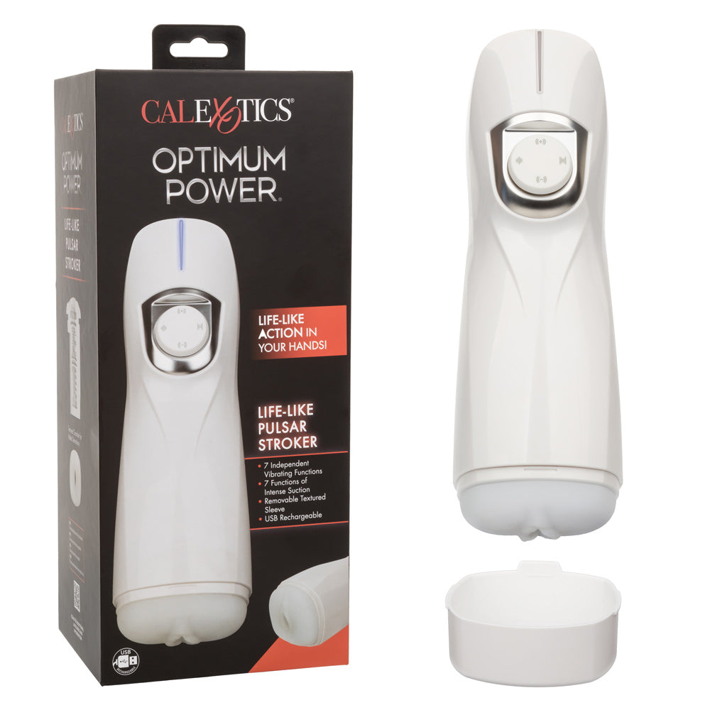 Optimum Power Lifelike Pulsar Stroker - White-Masturbation Aids for Males-CalExotics-Andy's Adult World