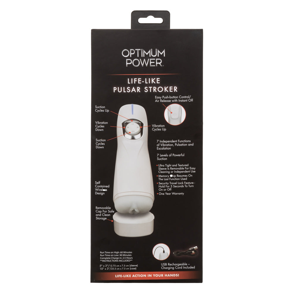 Optimum Power Lifelike Pulsar Stroker - White-Masturbation Aids for Males-CalExotics-Andy's Adult World