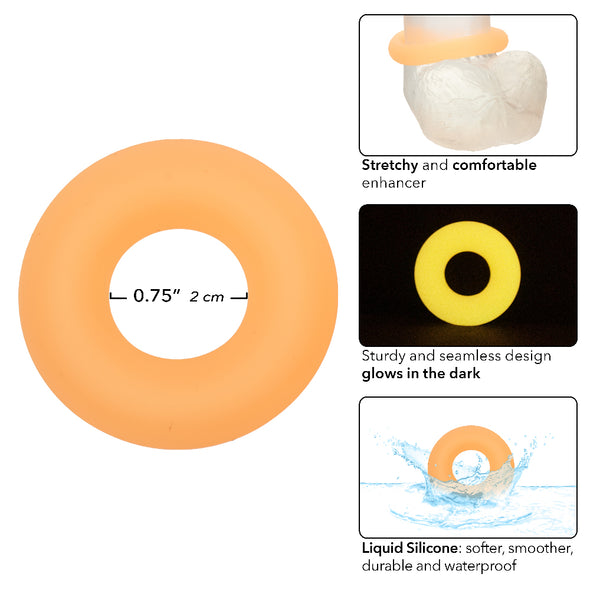 Alpha Glow-in-the-Dark Liquid Silicone Prolong Medium Ring - Orange-Cockrings-CalExotics-Andy's Adult World
