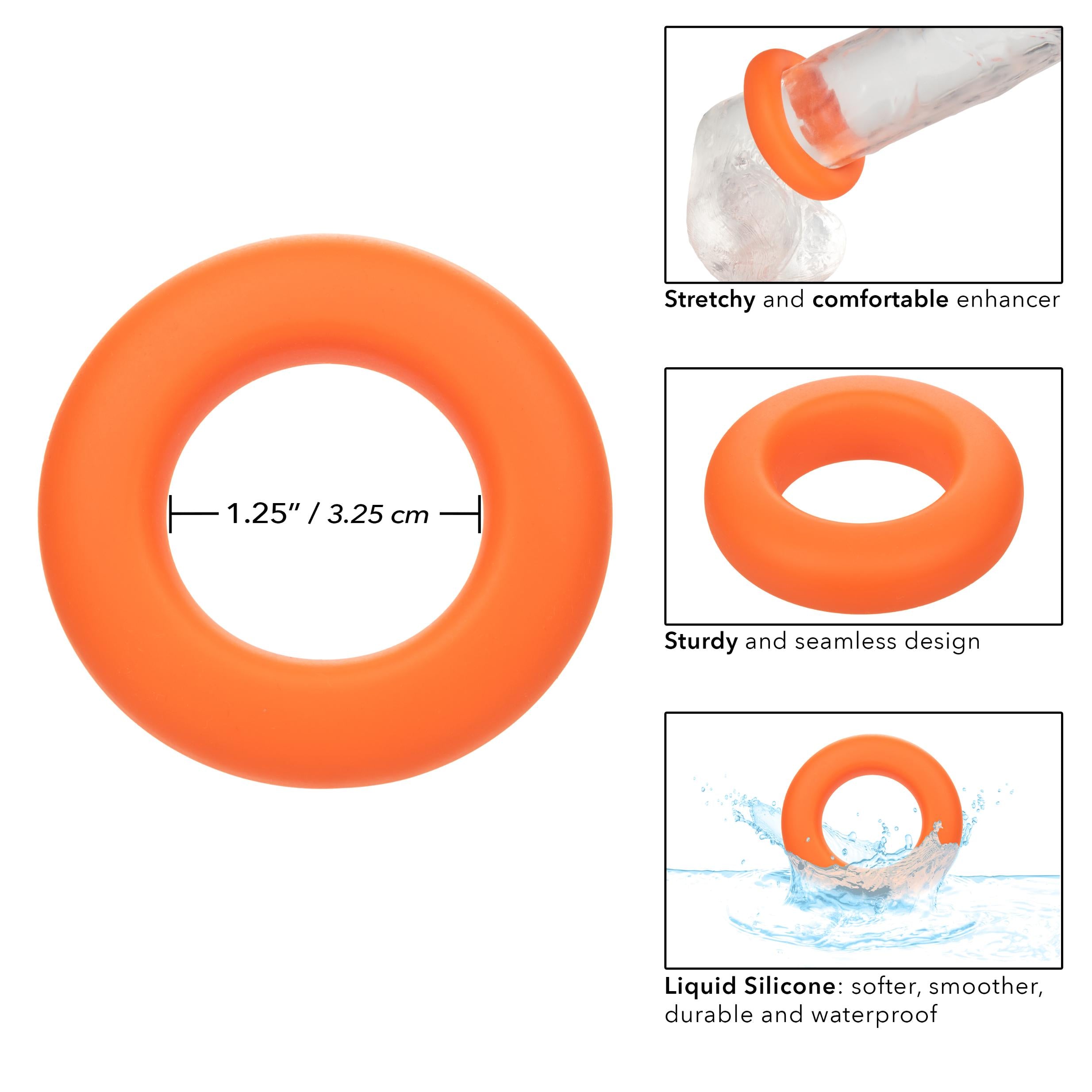 Alpha Liquid Silicone Prolong Large Ring - Orange-Cockrings-CalExotics-Andy's Adult World