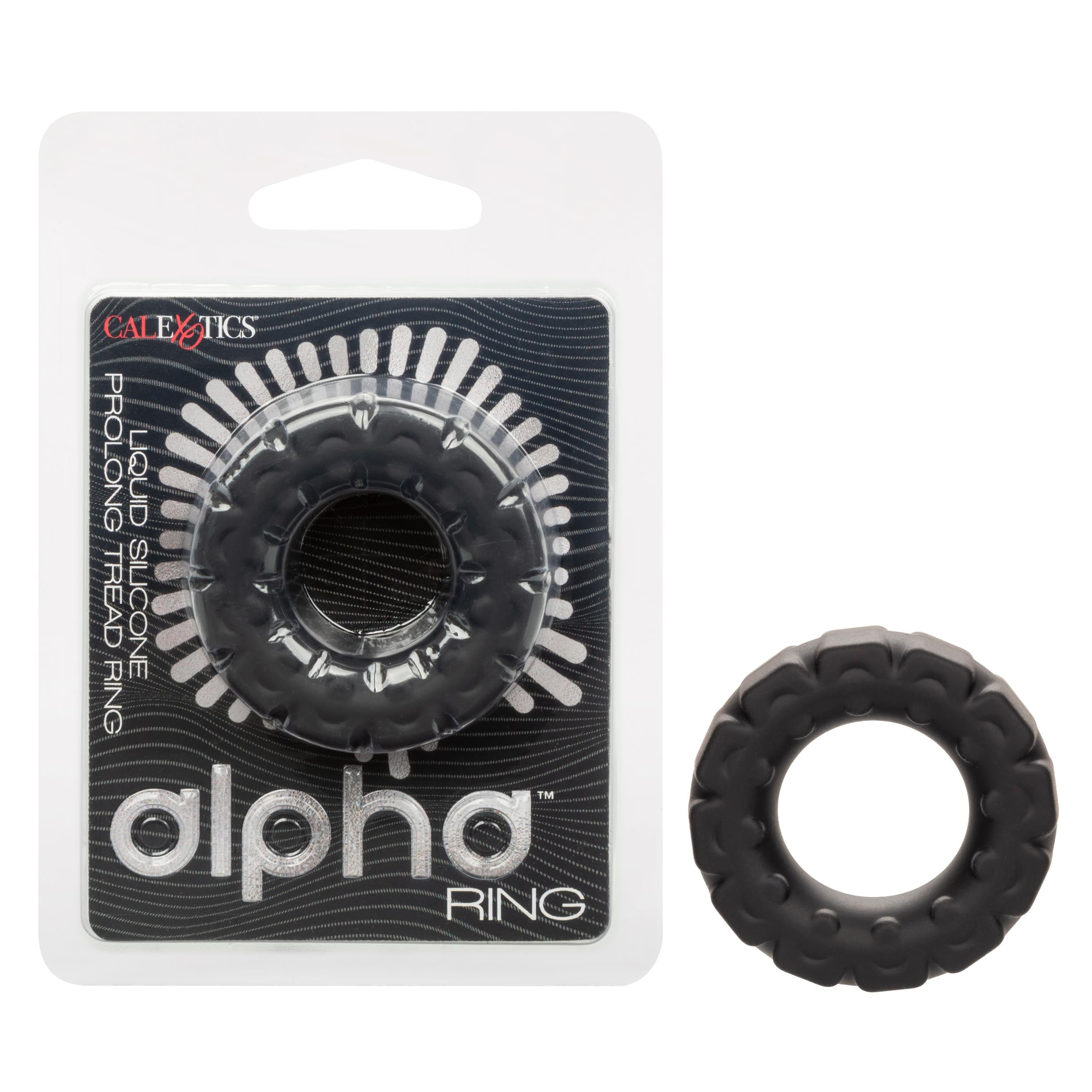 Alpha Liquid Silicone Prolong Tread Ring - Black-Cockrings-CalExotics-Andy's Adult World