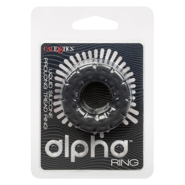 Alpha Liquid Silicone Prolong Tread Ring - Black-Cockrings-CalExotics-Andy's Adult World