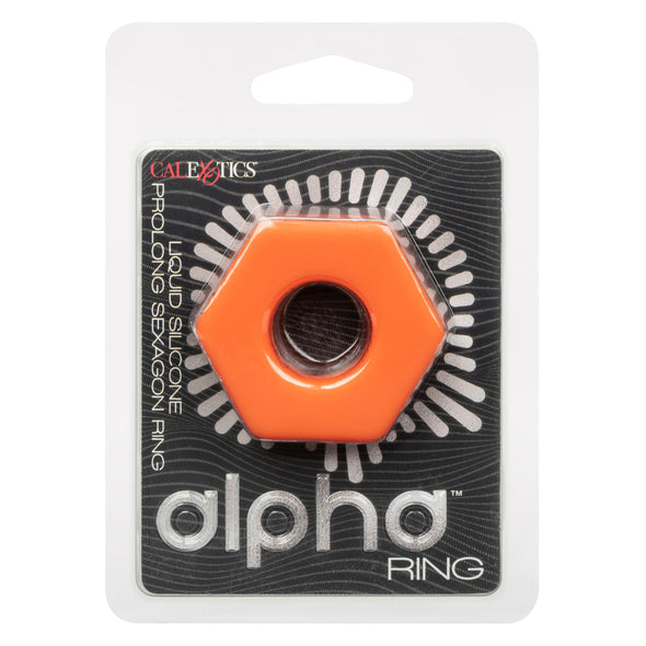 Alpha Liquid Silicone Prolong Sexagon Ring - Orange-Cockrings-CalExotics-Andy's Adult World