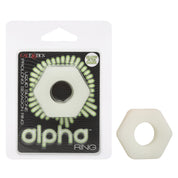 Alpha Glow-in-the-Dark Liquid Silicone Prolong Sexagon Ring - White-Cockrings-CalExotics-Andy's Adult World