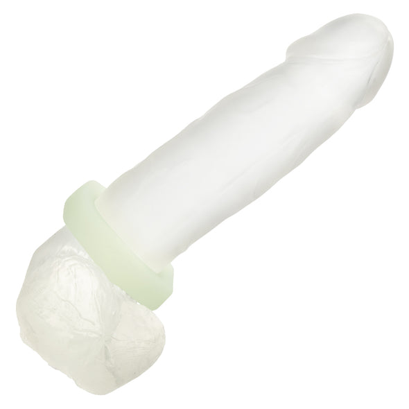 Alpha Glow-in-the-Dark Liquid Silicone Prolong Sexagon Ring - White-Cockrings-CalExotics-Andy's Adult World