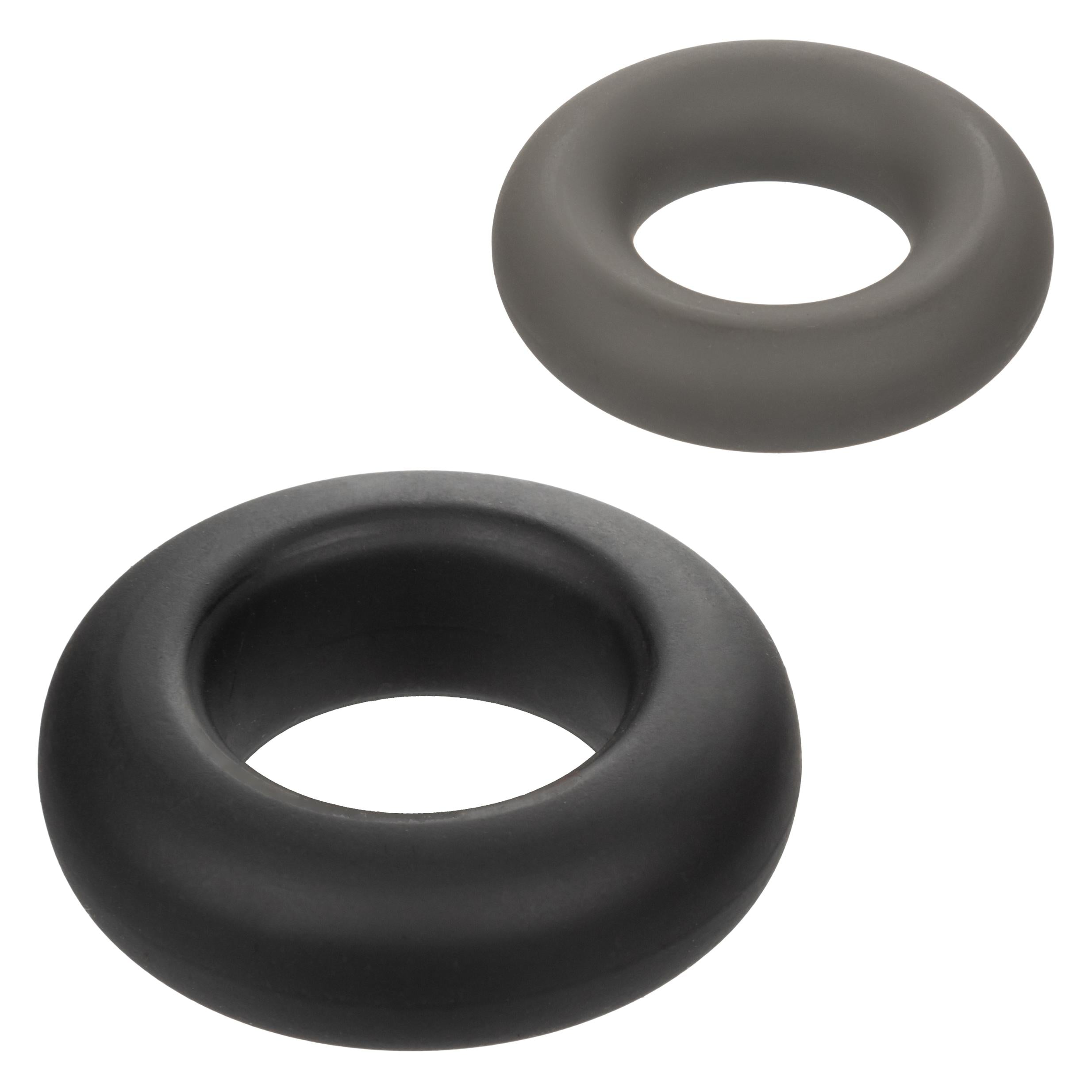 Alpha Liquid Silicone Prolong Set of 2 - Black/gray-Cockrings-CalExotics-Andy's Adult World