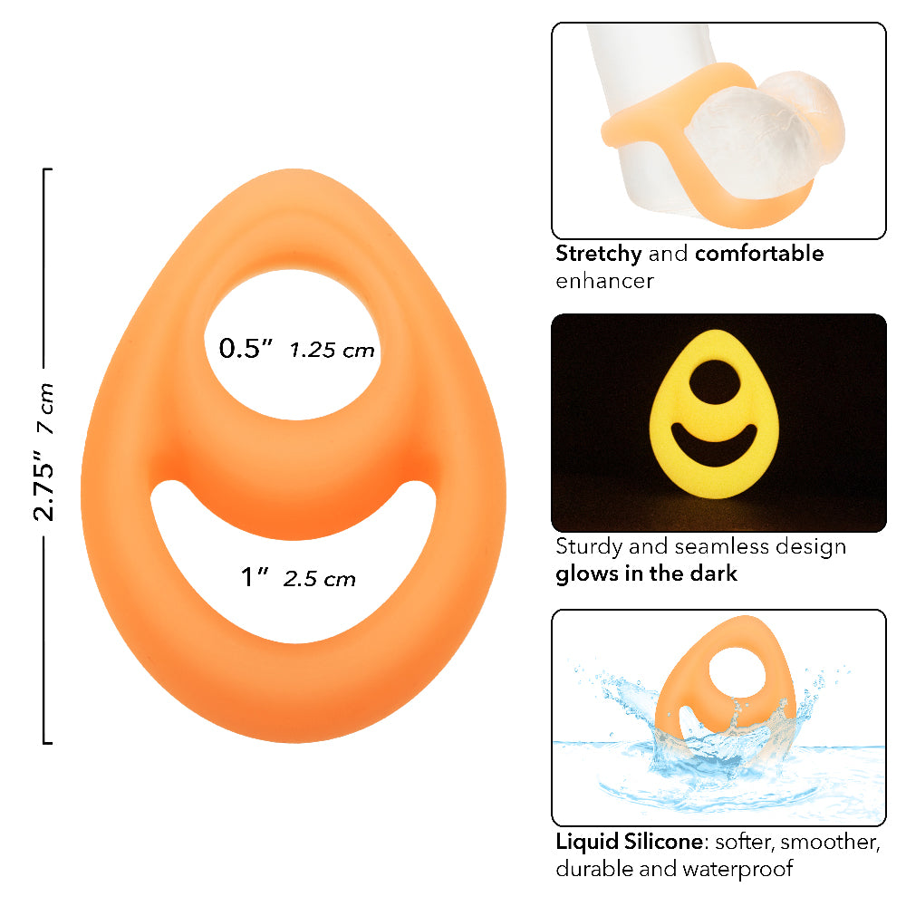 Alpha Glow-in-the-Dark Liquid Silicone Teardrop Ring - Orange-Cockrings-CalExotics-Andy's Adult World