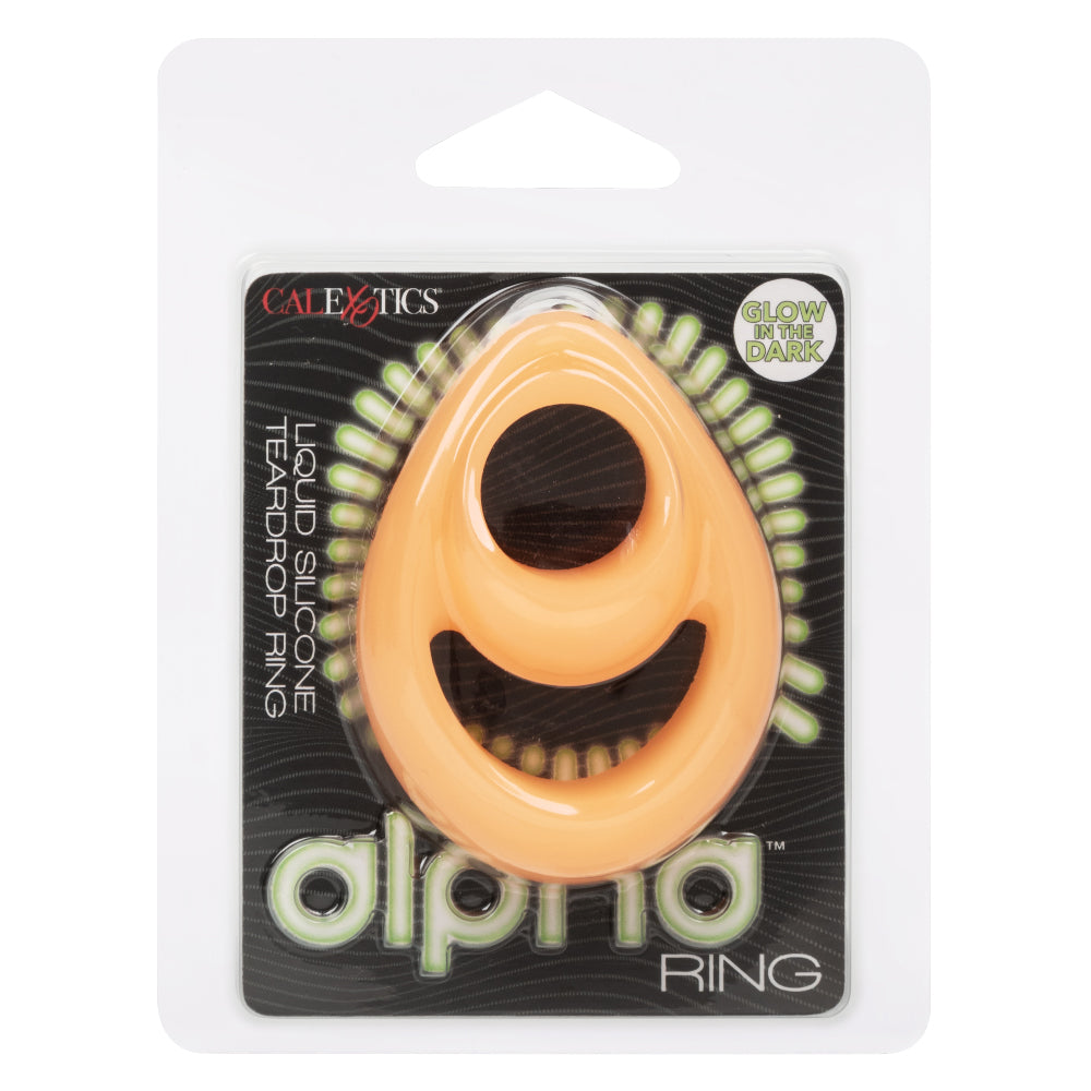 Alpha Glow-in-the-Dark Liquid Silicone Teardrop Ring - Orange-Cockrings-CalExotics-Andy's Adult World