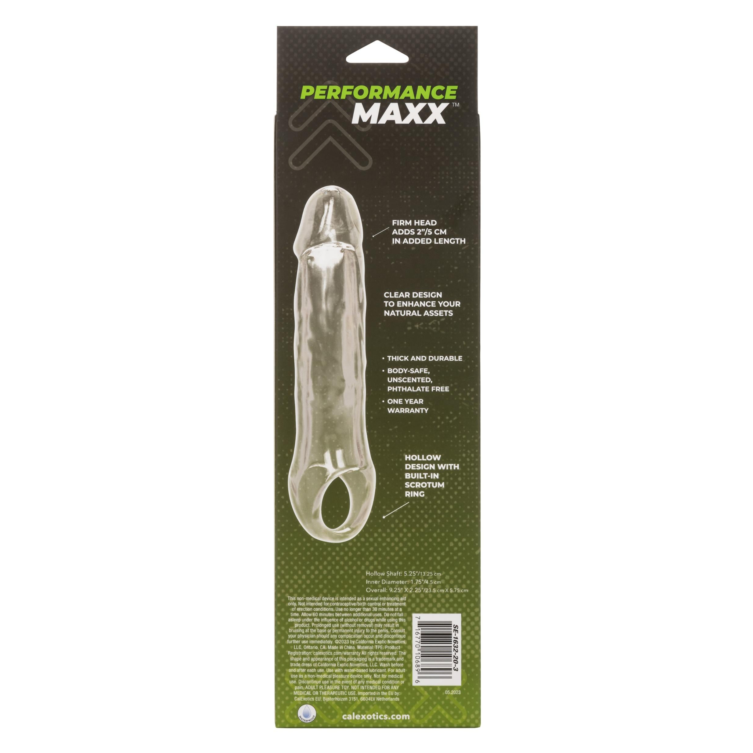 Performance Maxx Clear Extension - 7.5 Inch - Clear-Penis Extension & Sleeves-CalExotics-Andy's Adult World