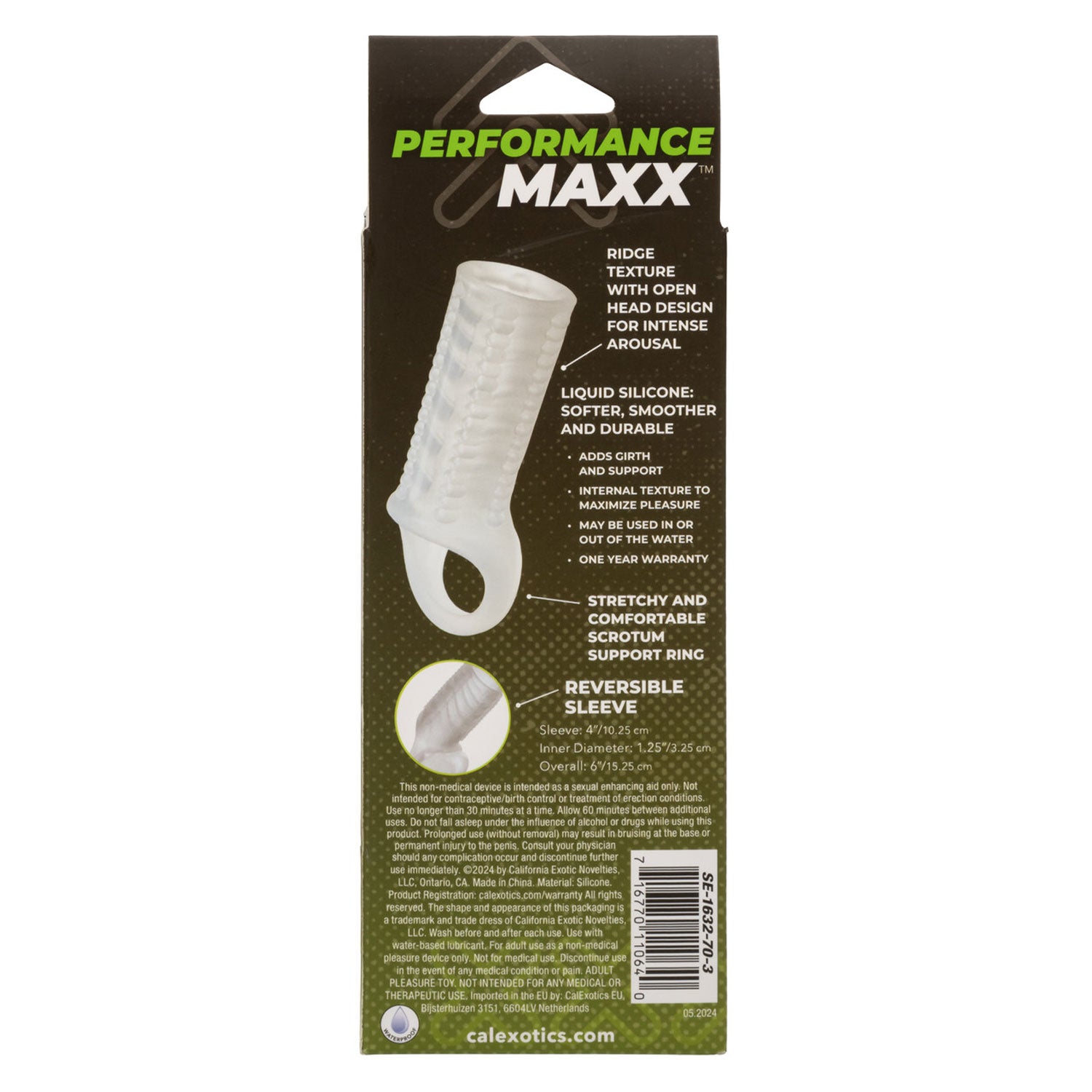 Performance Maxx Liquid Silicone Reversible Sleeve - Clear-Penis Extension & Sleeves-CalExotics-Andy's Adult World