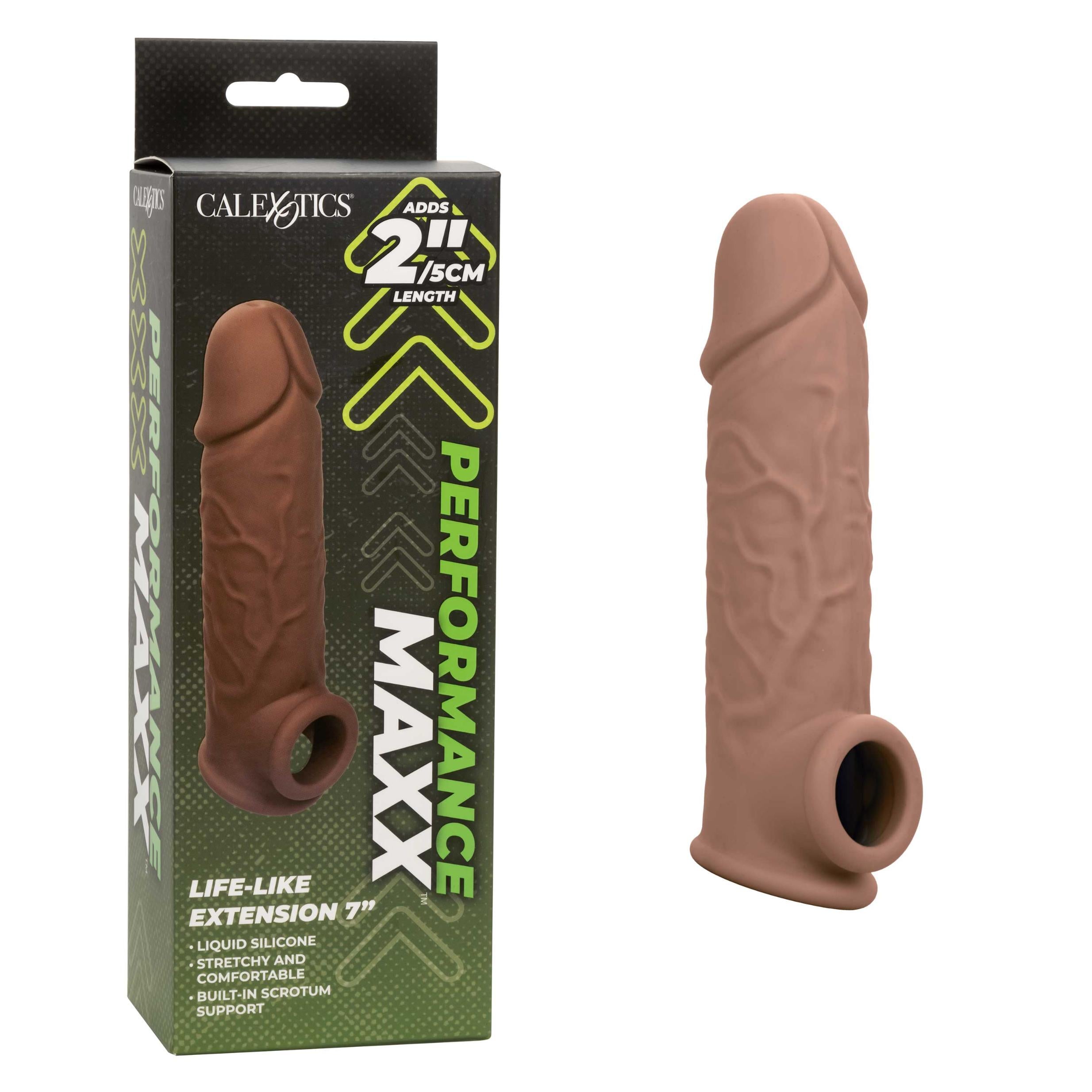 Performance Maxx Life-Like Extension 7 Inch - Brown-Penis Extension & Sleeves-CalExotics-Andy's Adult World