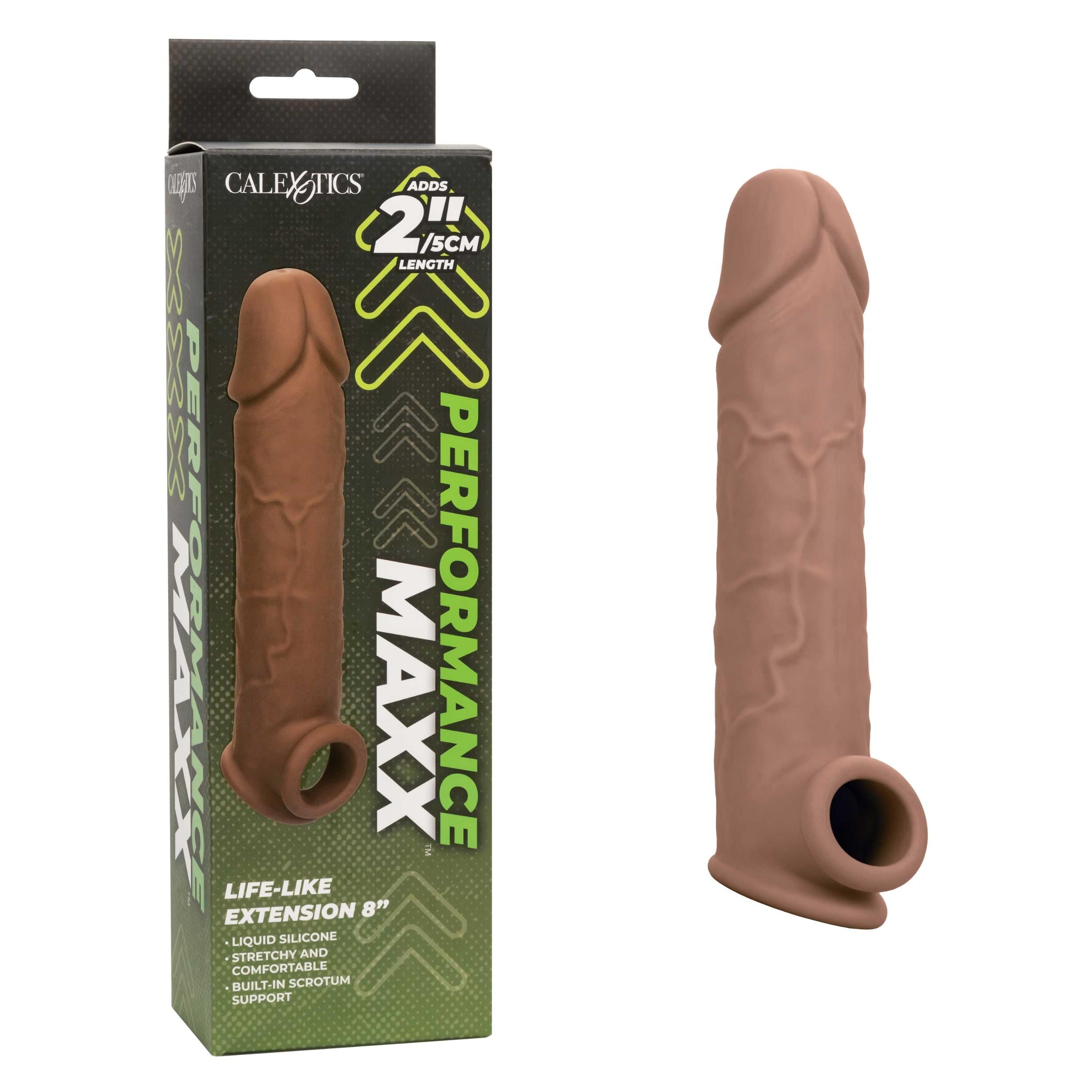 Performance Maxx Life-Like Extension 8 Inch - Brown-Penis Extension & Sleeves-CalExotics-Andy's Adult World