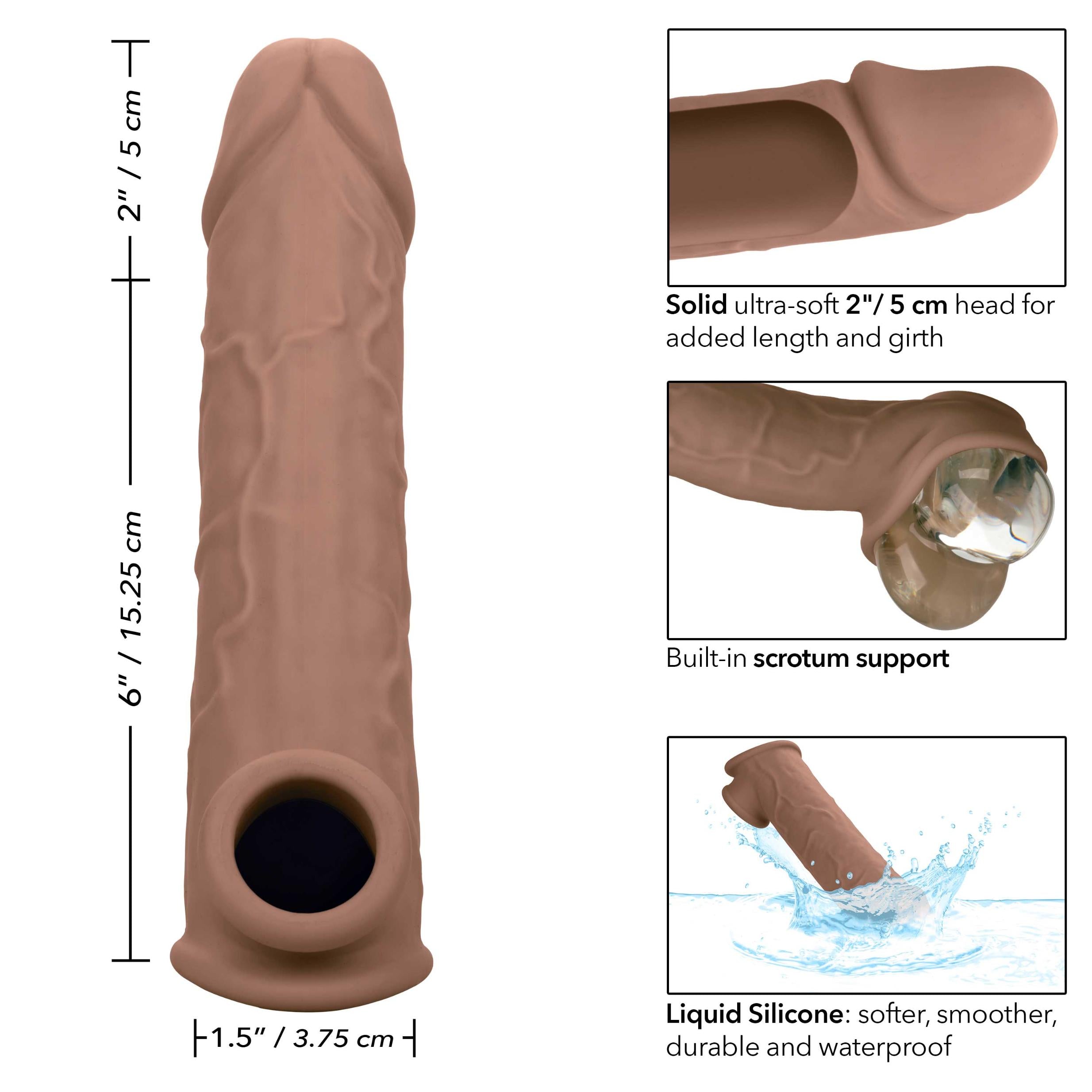 Performance Maxx Life-Like Extension 8 Inch - Brown-Penis Extension & Sleeves-CalExotics-Andy's Adult World