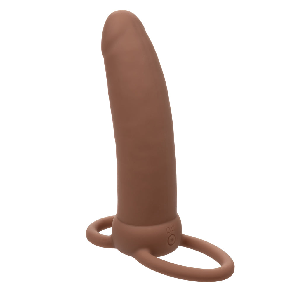 Performance Maxx Rechargeable Thick Dual Penetrator - Brown-Penis Extension & Sleeves-CalExotics-Andy's Adult World