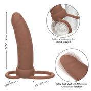 Performance Maxx Rechargeable Thick Dual Penetrator - Brown-Penis Extension & Sleeves-CalExotics-Andy's Adult World