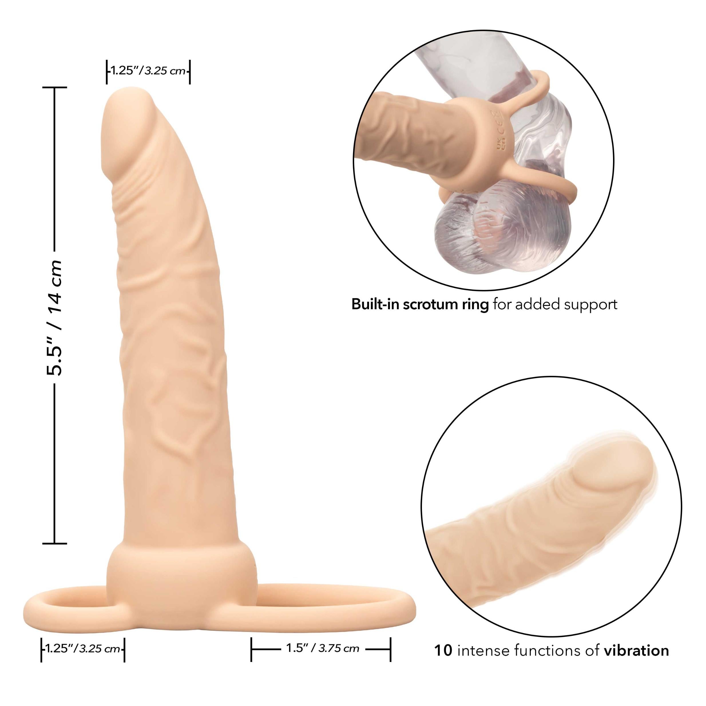 Performance Maxx Rechargeable Dual Penetrator - Ivory-Penis Extension & Sleeves-CalExotics-Andy's Adult World