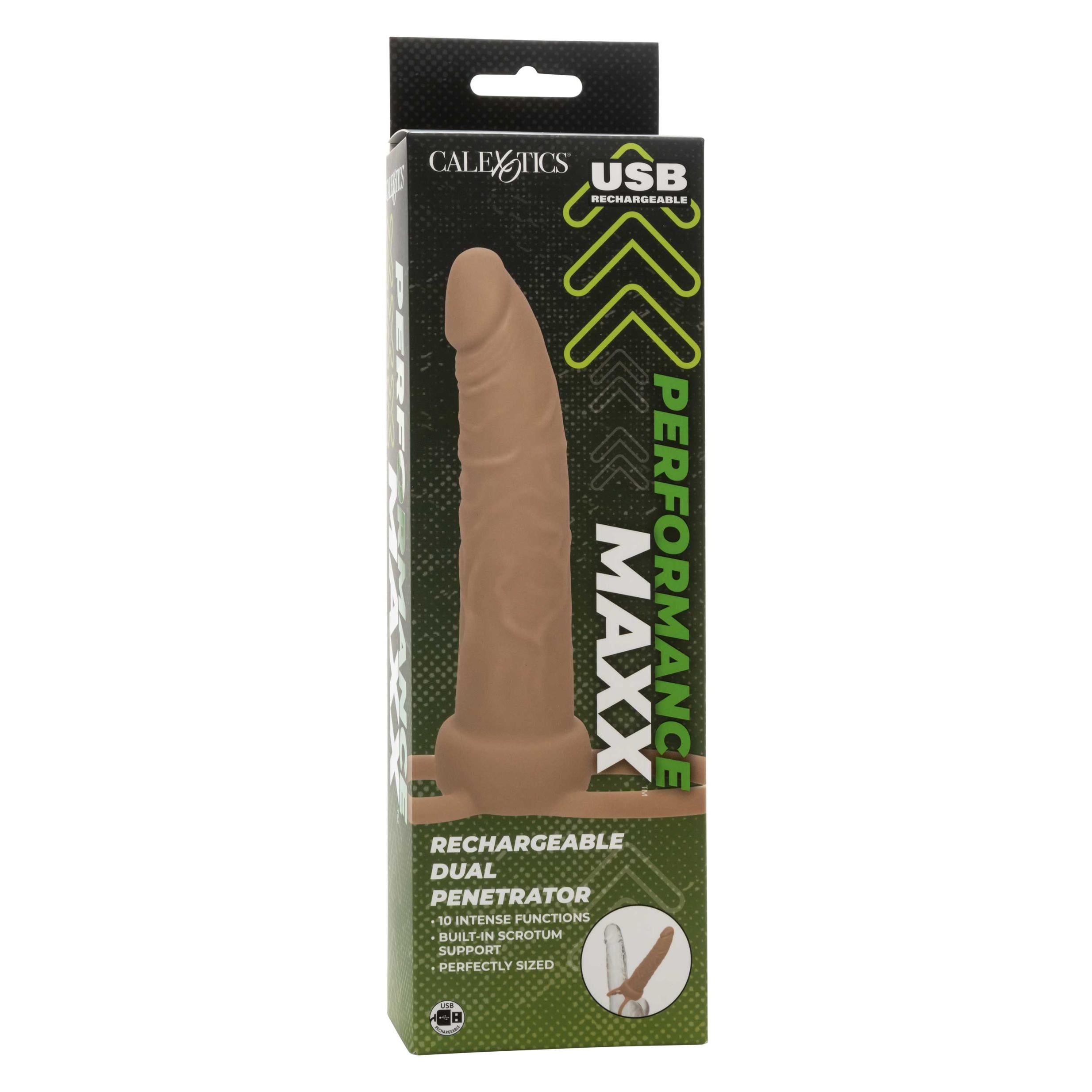 Performance Maxx Rechargeable Dual Penetrator - Ivory-Penis Extension & Sleeves-CalExotics-Andy's Adult World