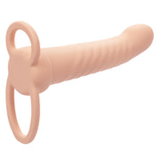 Performance Maxx Rechargeable Ribbed Dual Penetrator - Ivory-Penis Extension & Sleeves-CalExotics-Andy's Adult World