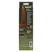 Performance Maxx Rechargeable Ribbed Dual Penetrator - Brown-Penis Extension & Sleeves-CalExotics-Andy's Adult World