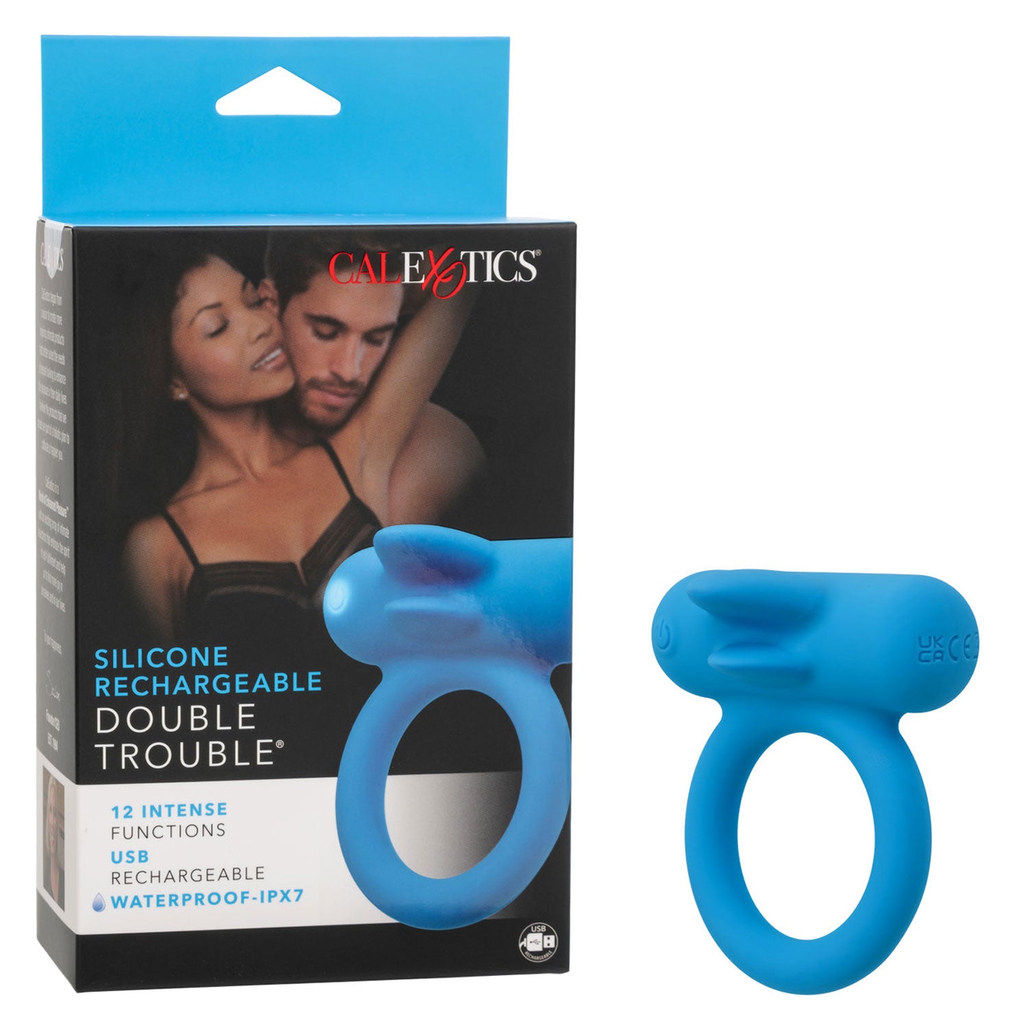 Silicone Rechargeable Double Trouble - Blue-Cockrings-CalExotics-Andy's Adult World