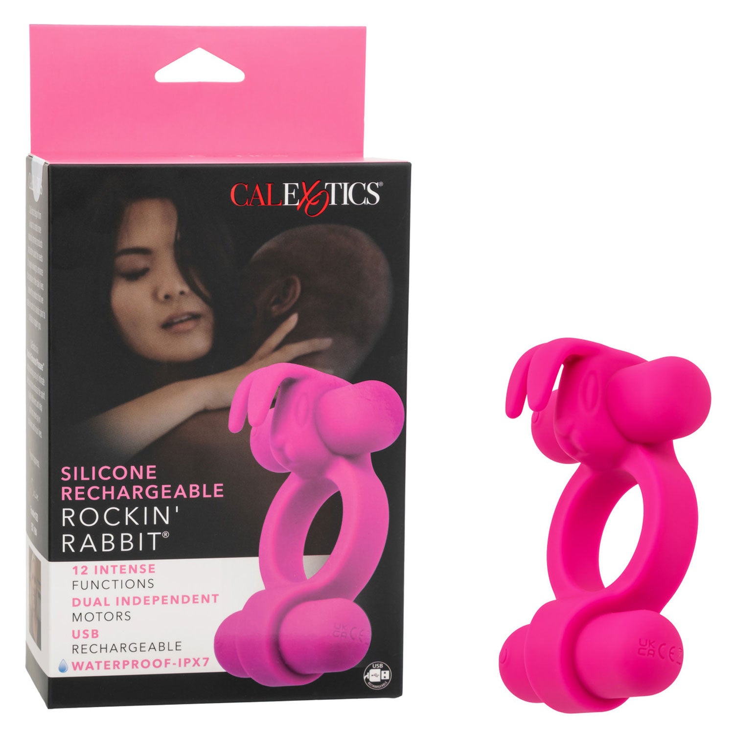 Silicone Rechargeable Rockin’ Rabbit - Pink-Cockrings-CalExotics-Andy's Adult World