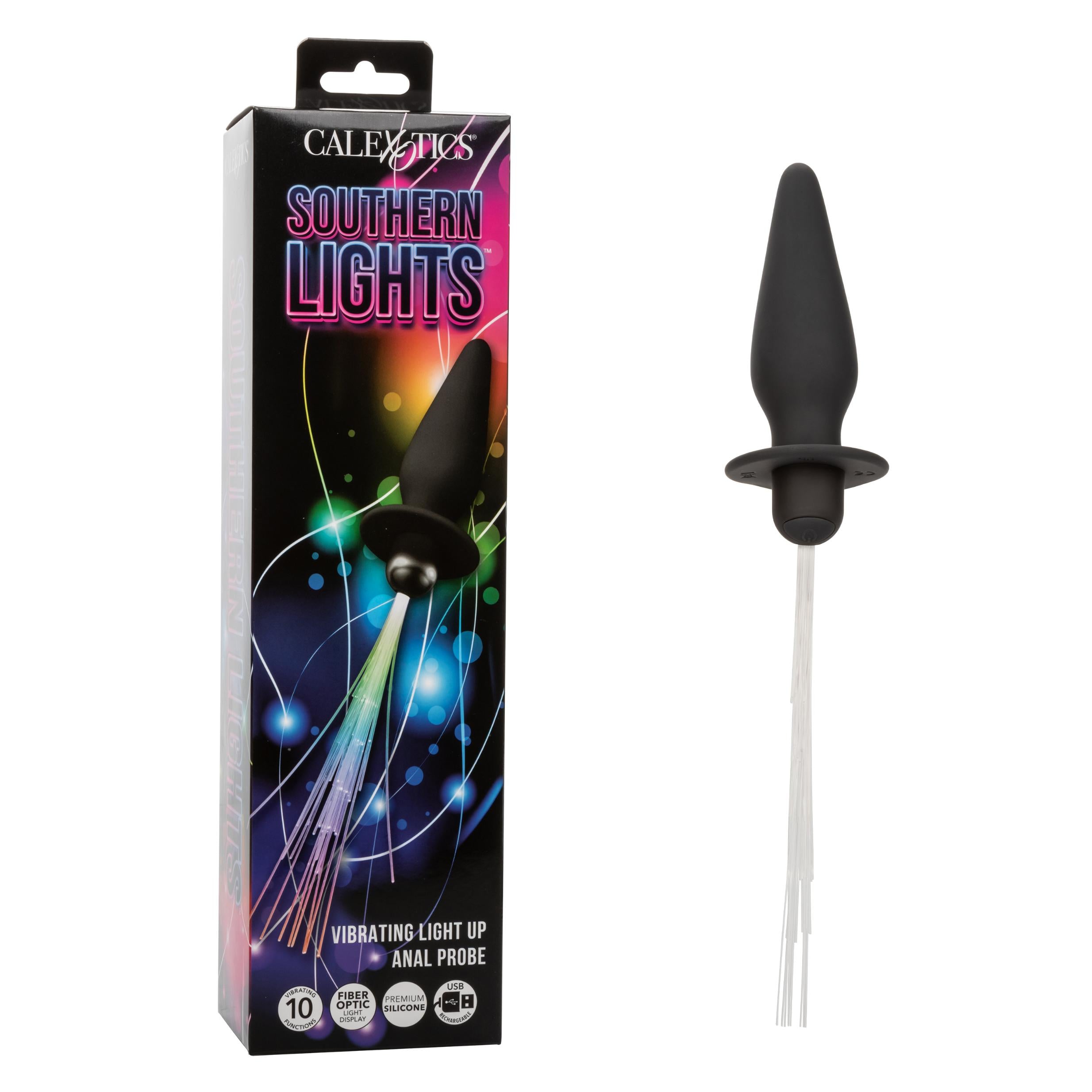 Southern Lights - Vibrating Light Up Anal Probe - Black-Anal Toys & Stimulators-CalExotics-Andy's Adult World