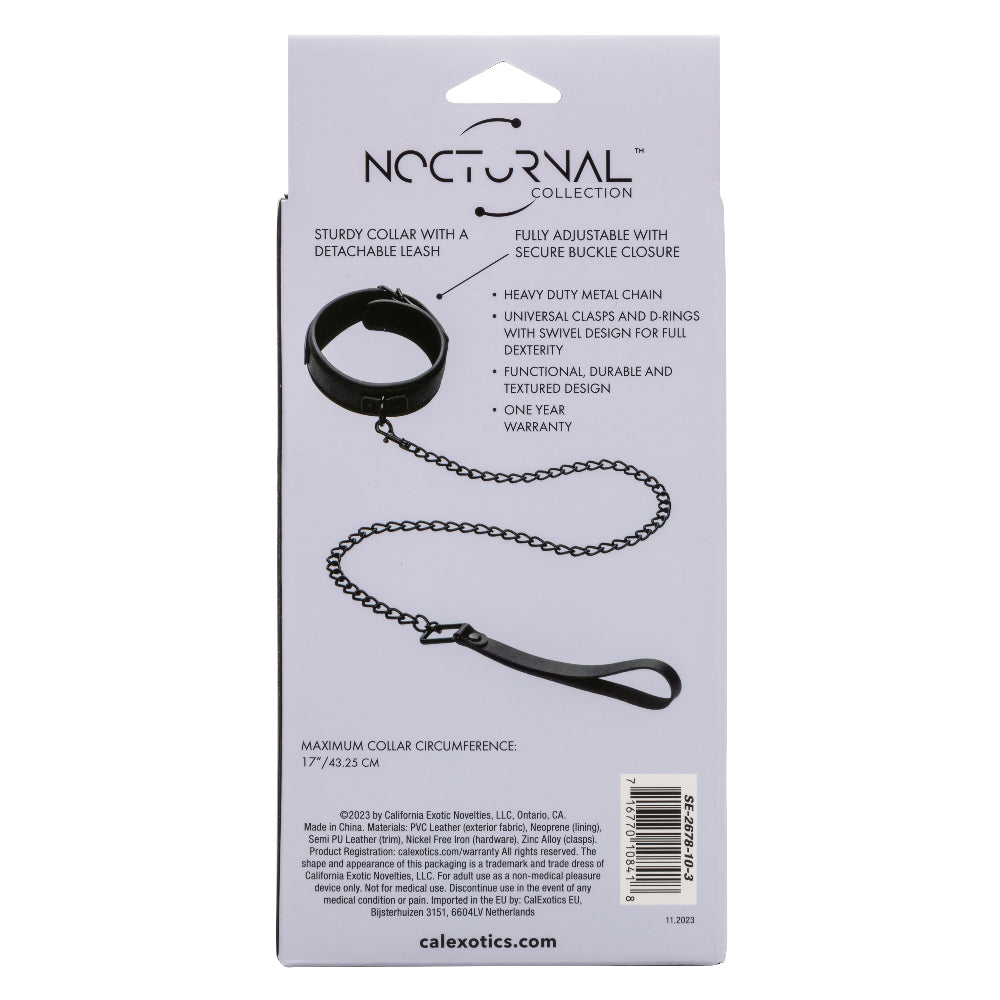 Nocturnal Collection Collar and Leash - Black-Bondage & Fetish Toys-CalExotics-Andy's Adult World