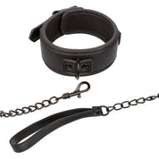 Nocturnal Collection Collar and Leash - Black-Bondage & Fetish Toys-CalExotics-Andy's Adult World