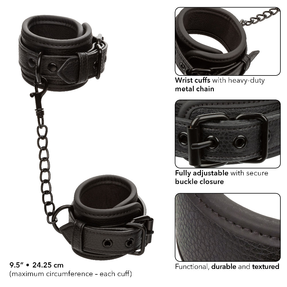 Nocturnal Collection Wrist Cuffs - Black-Bondage & Fetish Toys-CalExotics-Andy's Adult World