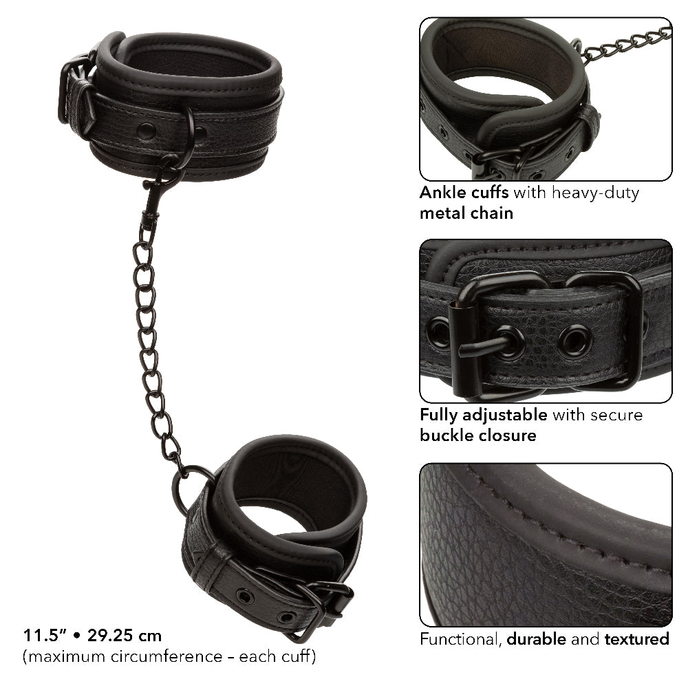 Nocturnal Collection Ankle Cuffs - Black-Bondage & Fetish Toys-CalExotics-Andy's Adult World