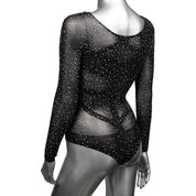 Radiance Long Sleeve Body Suit - One Size - Black-Lingerie & Sexy Apparel-CalExotics-Andy's Adult World