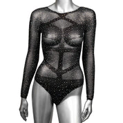 Radiance Long Sleeve Body Suit - One Size - Black-Lingerie & Sexy Apparel-CalExotics-Andy's Adult World