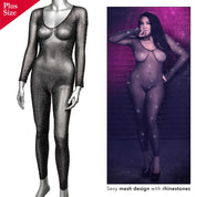 Radiance Crotchless Full Body Suit - Queen - Black-Lingerie & Sexy Apparel-CalExotics-Andy's Adult World