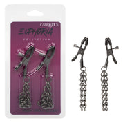 Euphoria Collection Chain Nipple Clamps - Black-Nipple Stimulators-CalExotics-Andy's Adult World